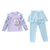 Kid Girl Split Unicorn Mermaid Long-sleeved Swimsuit