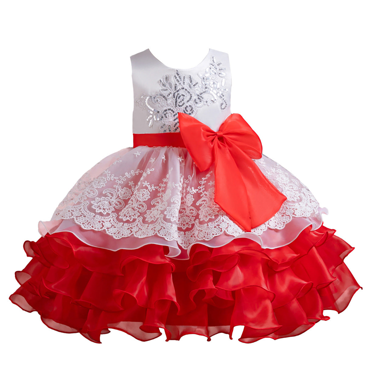 Kid Girl Formal Bow Tie Flower Wedding Evening Dress