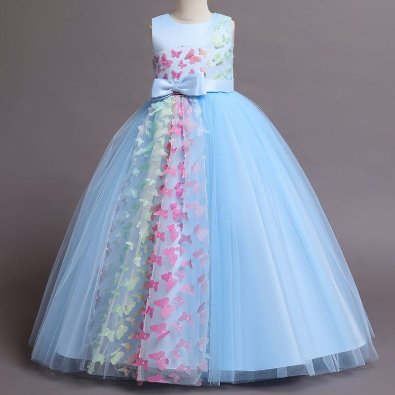 Kid Girl Long Flower  Princess Pengpeng Birthday Party Dresses