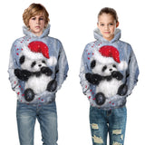 Kid Boy Girl Christmas Panda Digital Print Autumn Spring Hoodie