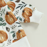 Kid  Baby Boy Crewneck Pumpkin Long Sleeve 2 Pcs Sets