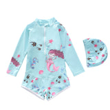 Kid Girl One-piece Cartoon Sun-proof Long-sleeved Swimsuit