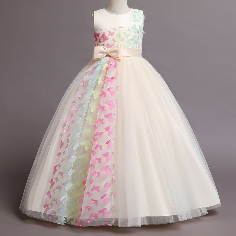 Kid Girl Long Flower  Princess Pengpeng Birthday Party Dresses
