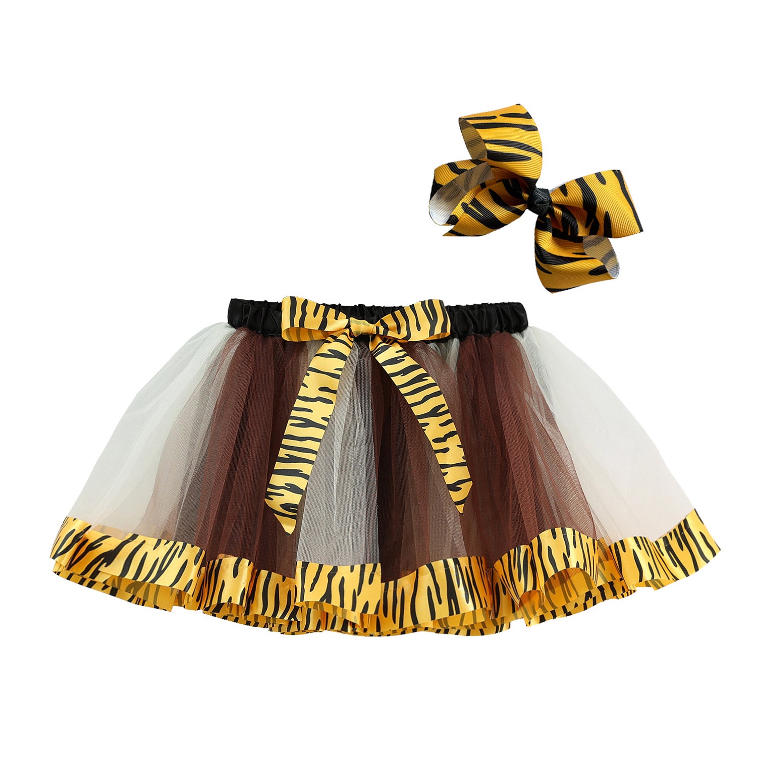 Kid Girls Lined Cartoon Cow Zebra Skirts