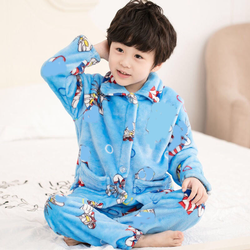 Kid Baby Boy Girl Flannel Pajamas Home Pajamas