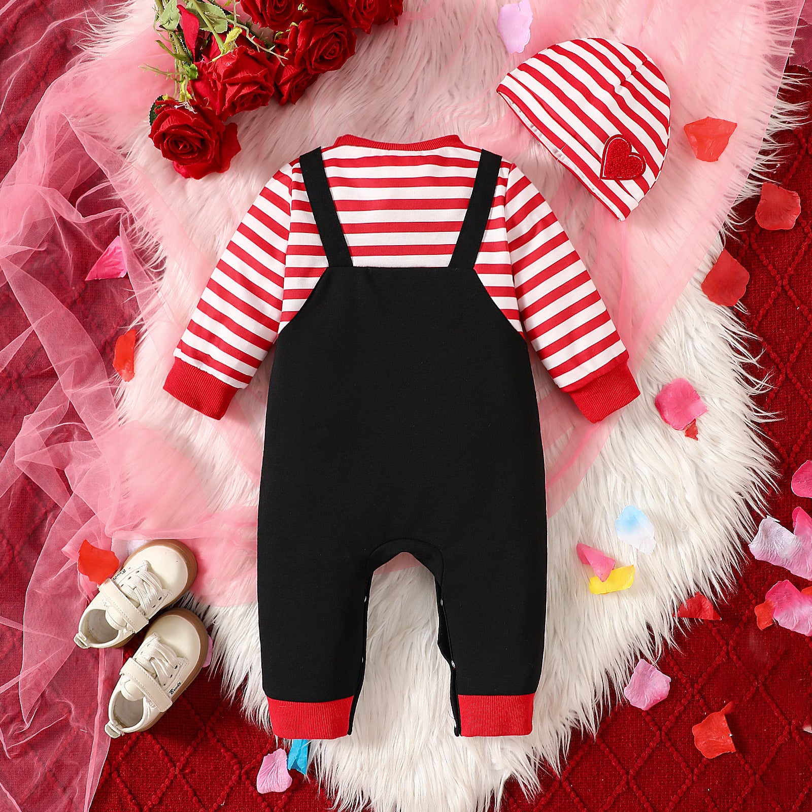 Baby Cute Valentine's Day Tractor Printed Jumpsuit Rompers