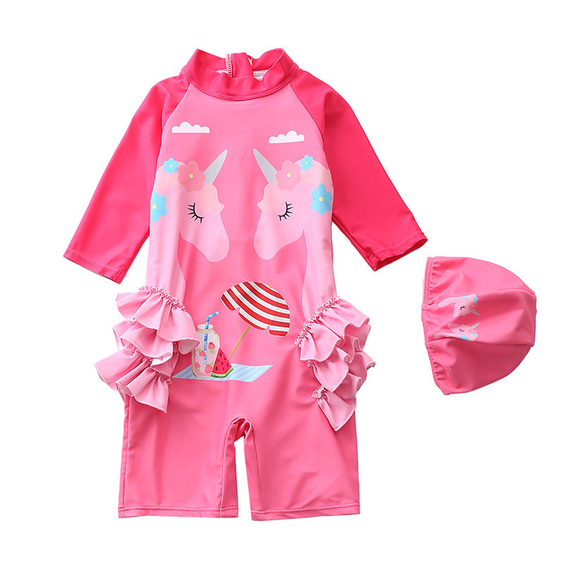 Baby Girl One-piece Flamingos Swimsuits