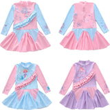 Baby Girl One-piece Long Sleeved Lotus Leaf Sun Protection Swimsuit