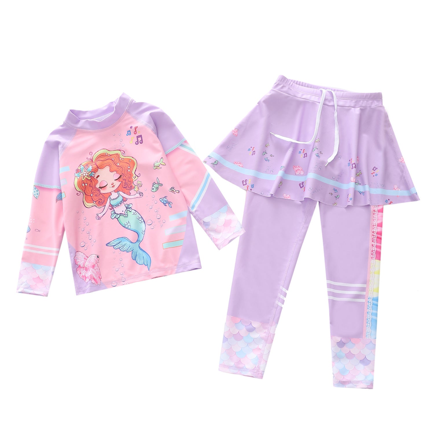 Kid Girl Split Long Sleeved Beach Sun Proof Swimsuit