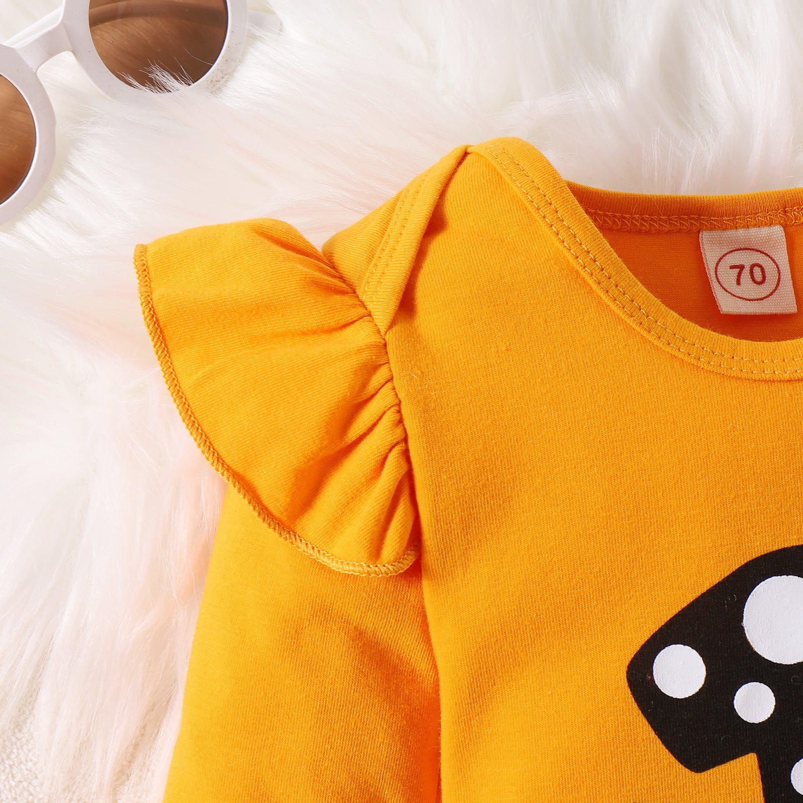 Baby Girls Halloween Print Letter Pumpkin Print Flared 2 Pcs Set