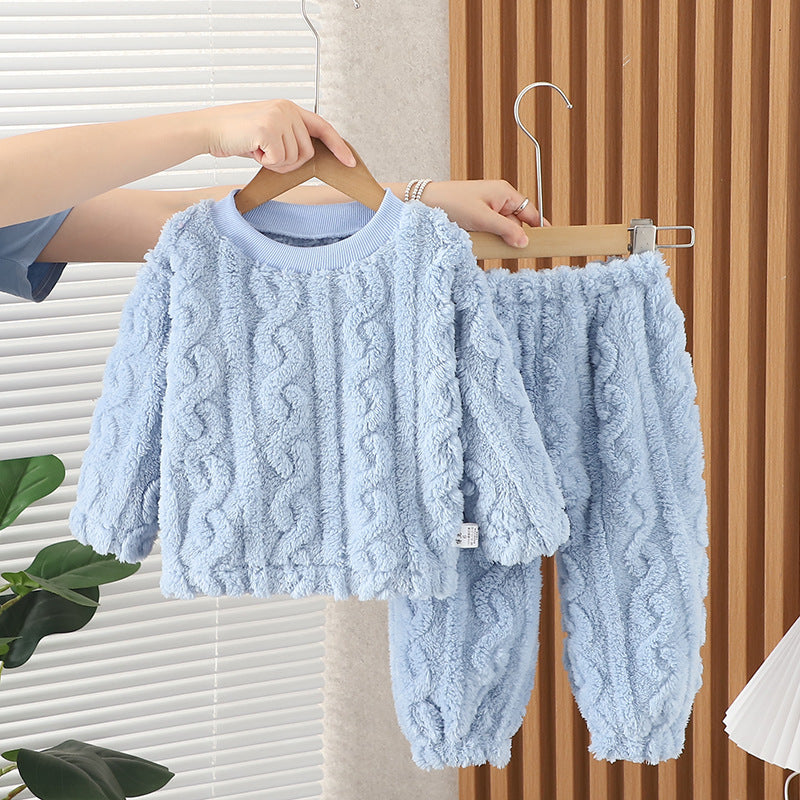 Kid Baby Girls Pajamas Autumn Winter Cotton Plush Home Pajamas