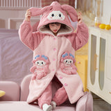 Kid Girls Flannel Thickened Coral Velvet Autumn Winter Pajamas Suits