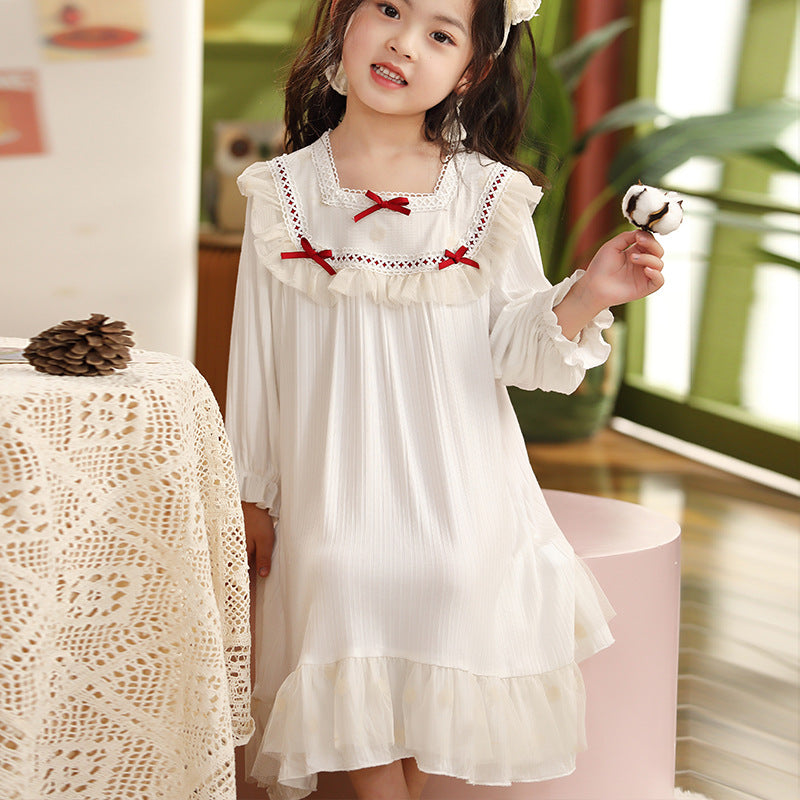 Kid Girl Spring Autumn Thin Palace Home Pajamas