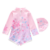 Kid Girl One-piece Cartoon Sun-proof Long-sleeved Swimsuit