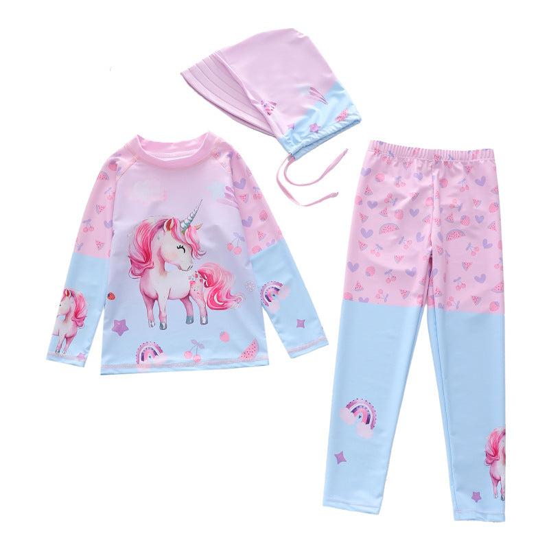 Kid Girls Split Long-sleeved Surfing Swimsuit