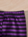 Halloween Kids Baby Girl Ghost Print Mesh Striped 2 Pcs Sets