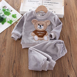 Kid Baby Boy Autumn Winter Coral Velvet 2  Pcs Set Pajamas