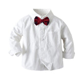Kid Baby Boy Suit Breasted Long-sleeved Suspenders 2 Pcs Sets