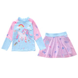 Kid Girl Split Sun Proof Long Sleeved Sports Net Swimsuits