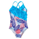 Kid Girls Swimsuit One-piece Flower Print Swimsuit