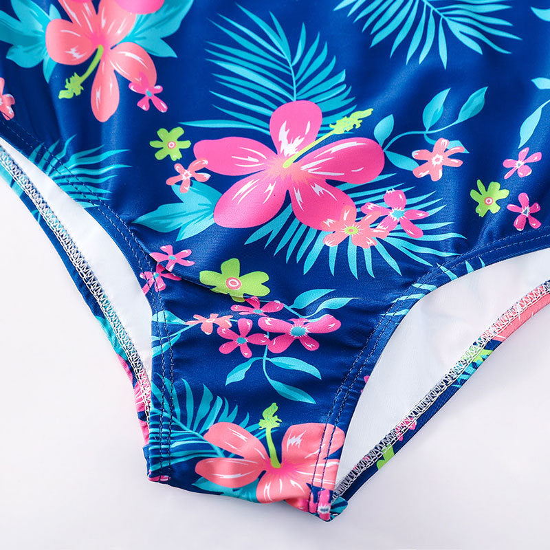 Kid Girls Swimsuit One-piece Flower Print Swimsuit