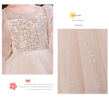 Kid Girl Long Sleeve Flower Wedding Birthday Piano Performance Dresses