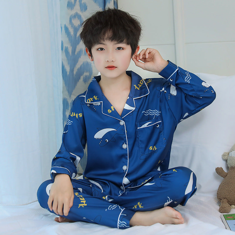 Kid Boy Pajamas Simulted Silk Ice Silk Homewear Pajamas