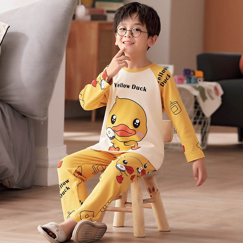 Kid Baby Boy Cartoon Spring Autumn Long Sleeved Pure Cotton Pajamas