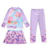 Kid Girl Split Sun Protection Long Sleeved Swimsuit