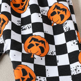Baby Boy Halloween Checkerboard Pumpkin Suit 2 Pcs Set