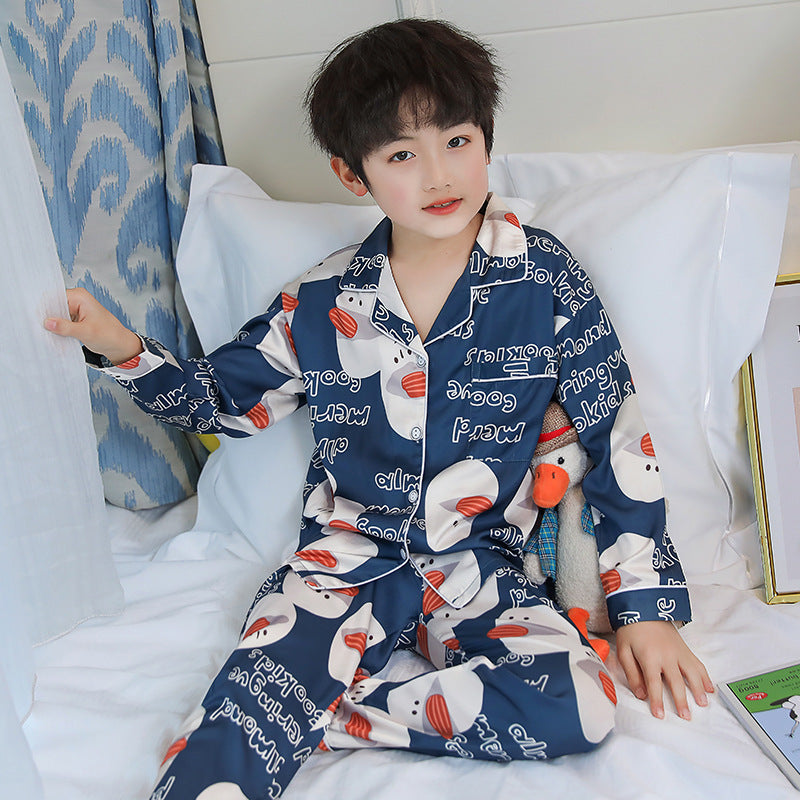Kid Boy Pajamas Simulted Silk Ice Silk Homewear Pajamas
