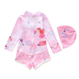 Kid Girl One-piece Cartoon Sun-proof Long-sleeved Swimsuit