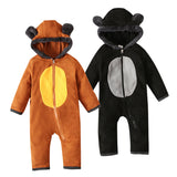 Baby Boys Autumn Winter Zippered Hooded Romper Jumpsuit