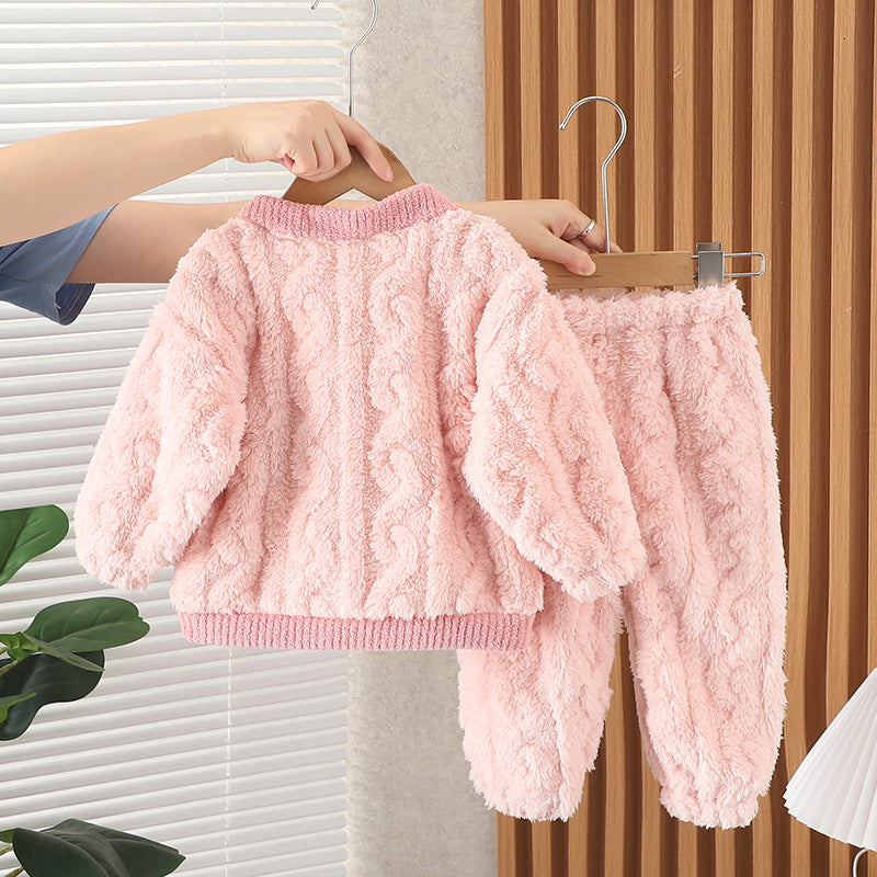 Kid Baby Girls Pajamas Autumn Winter Cotton Plush Home Pajamas