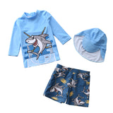 Kid Baby Boy Long Sleeve Split Shark Unicorn Anti-howling Swimsuit