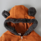 Baby Boys Autumn Winter Zippered Hooded Romper Jumpsuit