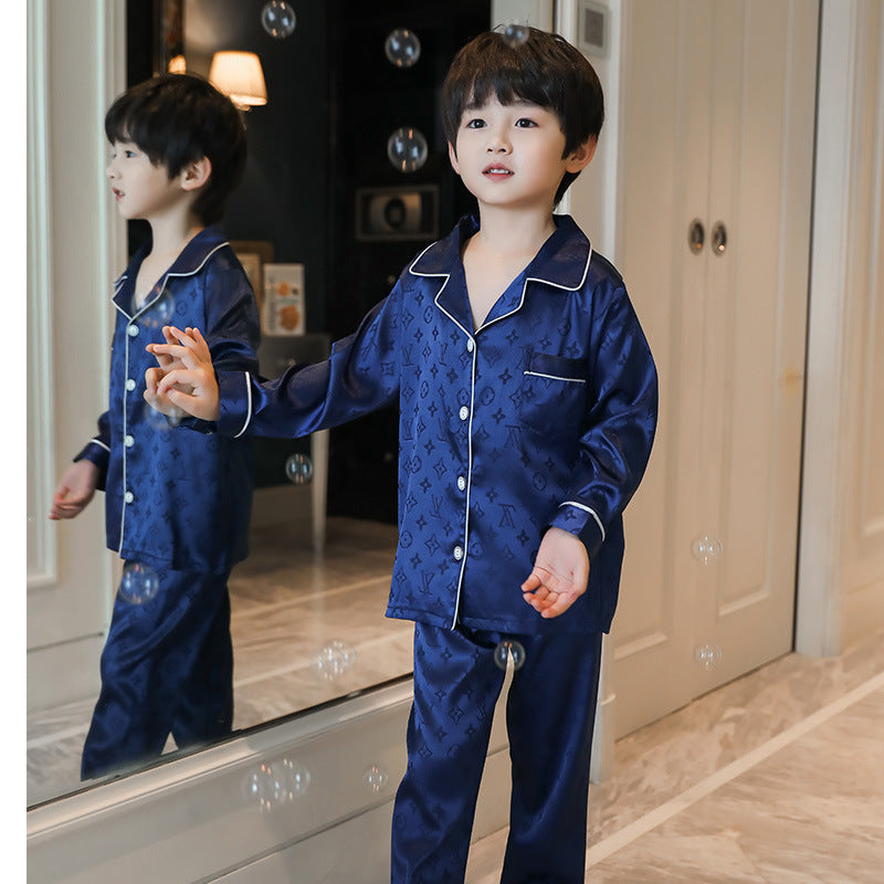Kid Boy Pajamas Simulted Silk Ice Silk Homewear Pajamas