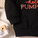 Halloween Pumpkin Letter Long Sleeve Velvet 2 Pcs Set
