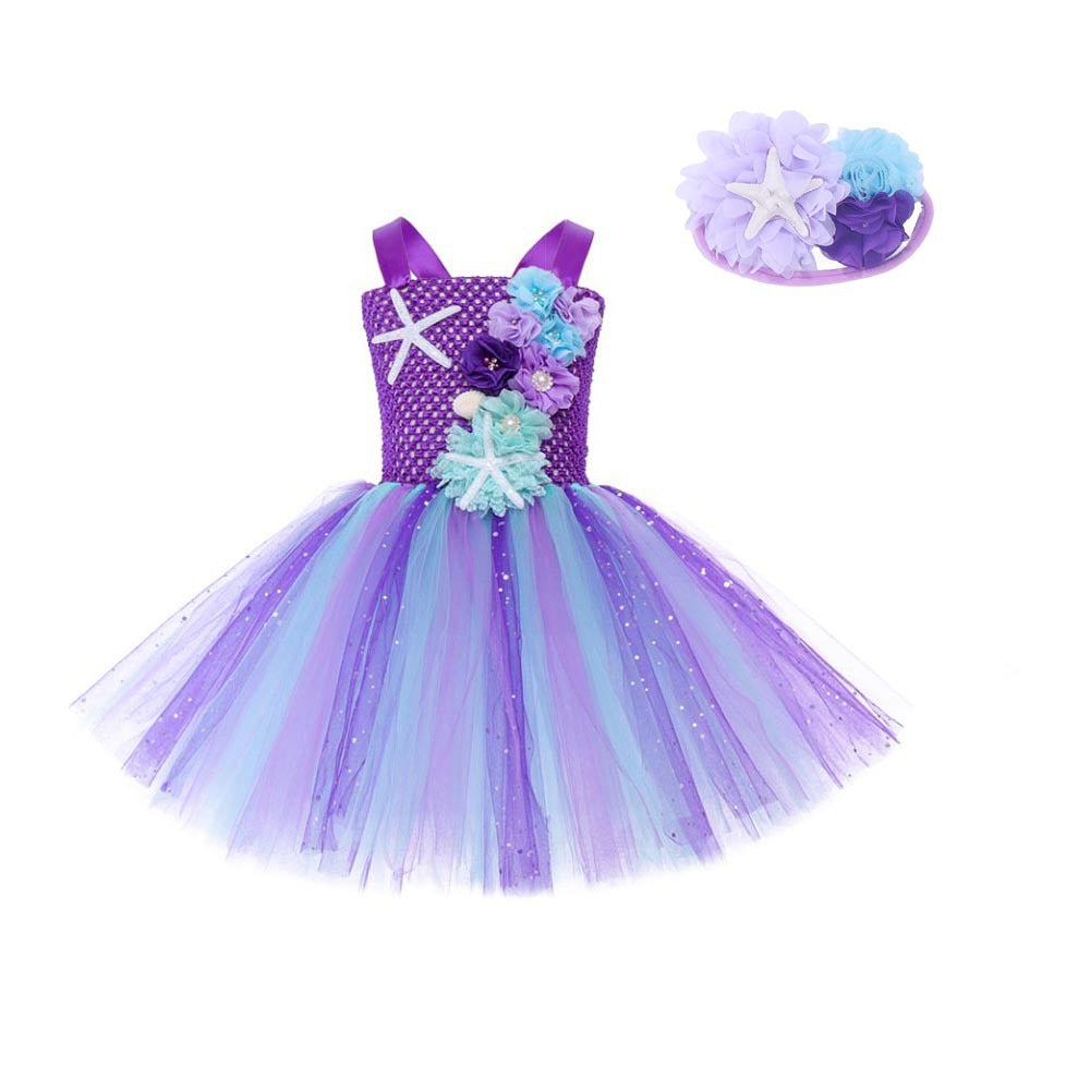 Kid Girl Flower Mermaid Princess Mesh Dresses