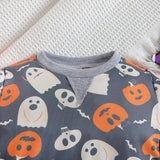 Halloween Kid Baby Boy Pumpkin Print Long Sleeve 2 Pcs Set