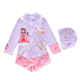 Kid Girl One-piece Cartoon Sun-proof Long-sleeved Swimsuit