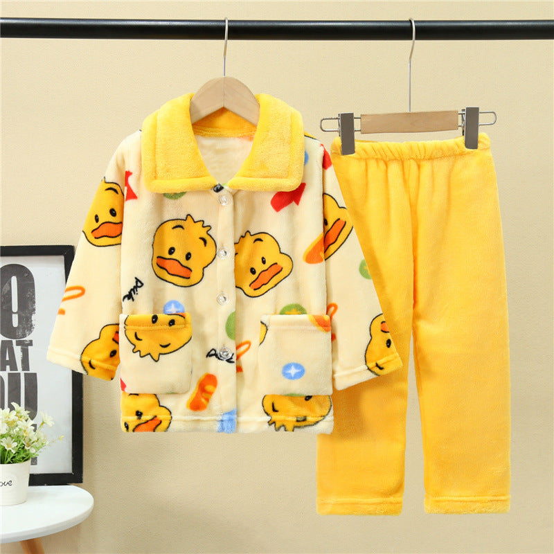 Kid Baby Boy Girl Flannel Pajamas Home Pajamas