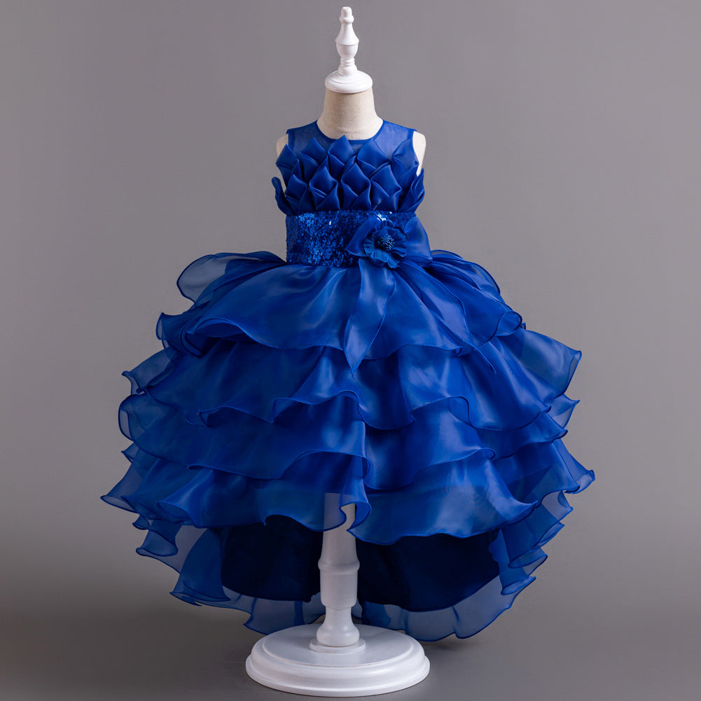 Kid Girls Formal Flower Organza Cake Princess Dresses