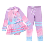 Kid Girls One-piece Long Conservative Swimsuit