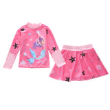 Kid Girl Split Sun Proof Long Sleeved Sports Net Swimsuits