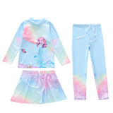 Kid Girl Split Sun Protection Long Sleeved Swimsuit