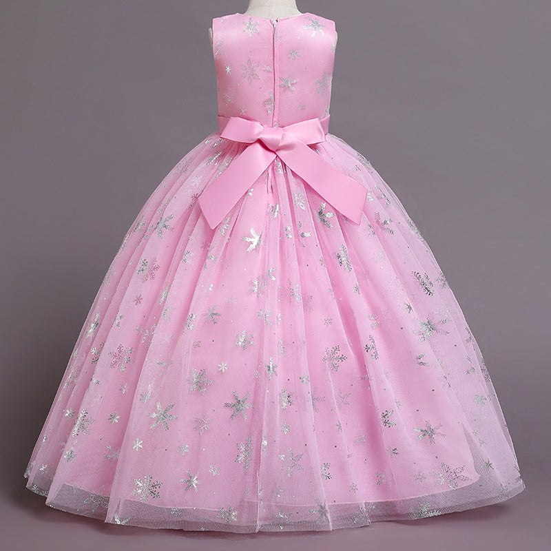 Kid Girl Puffy Tulle Princess Flower Party Piano Performance Dress