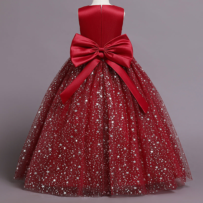 Kid Girl Flower Starry Sky Tutu Birthday Party Piano Performance Dresses