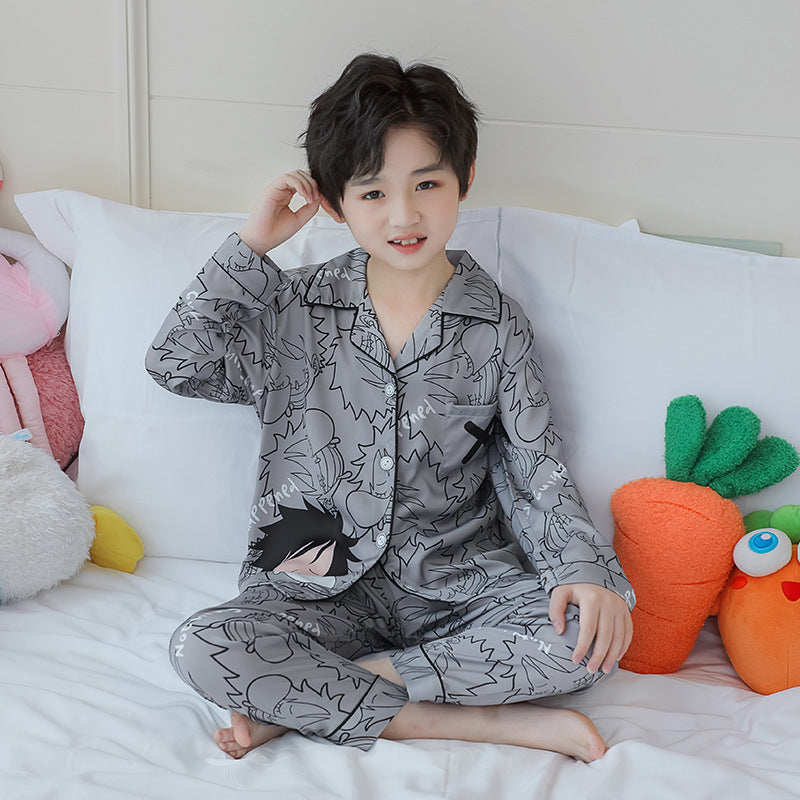 Kid Boy Pajamas Simulted Silk Ice Silk Homewear Pajamas