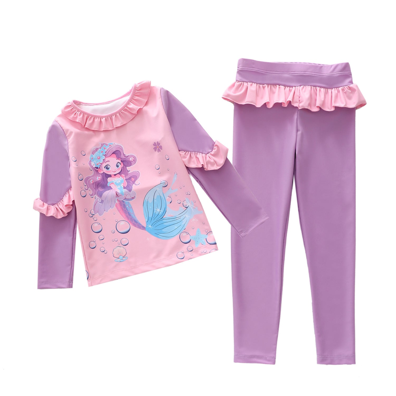 Kid Girl Split Body Conservative Cute Swimsuit